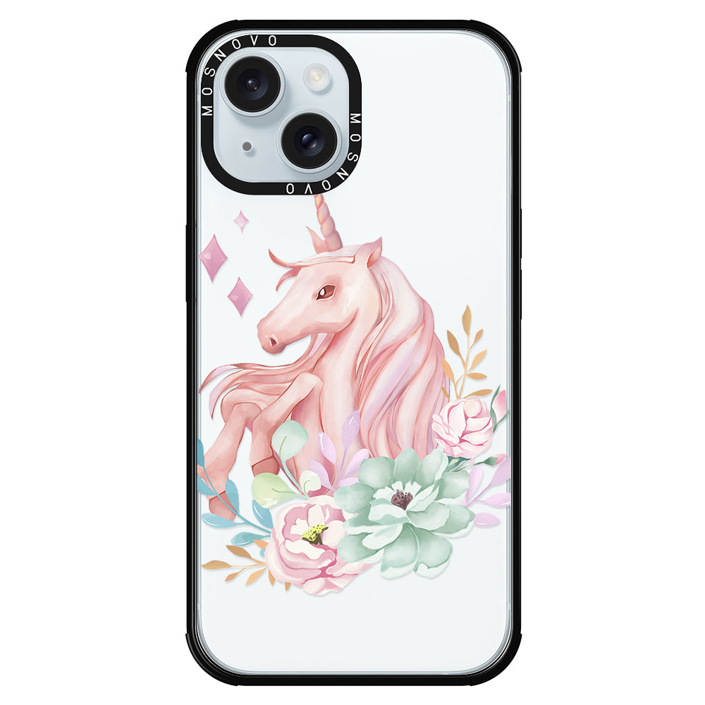 Elegant Flowers Unicorn Phone Case - iPhone 15 Case - MOSNOVO