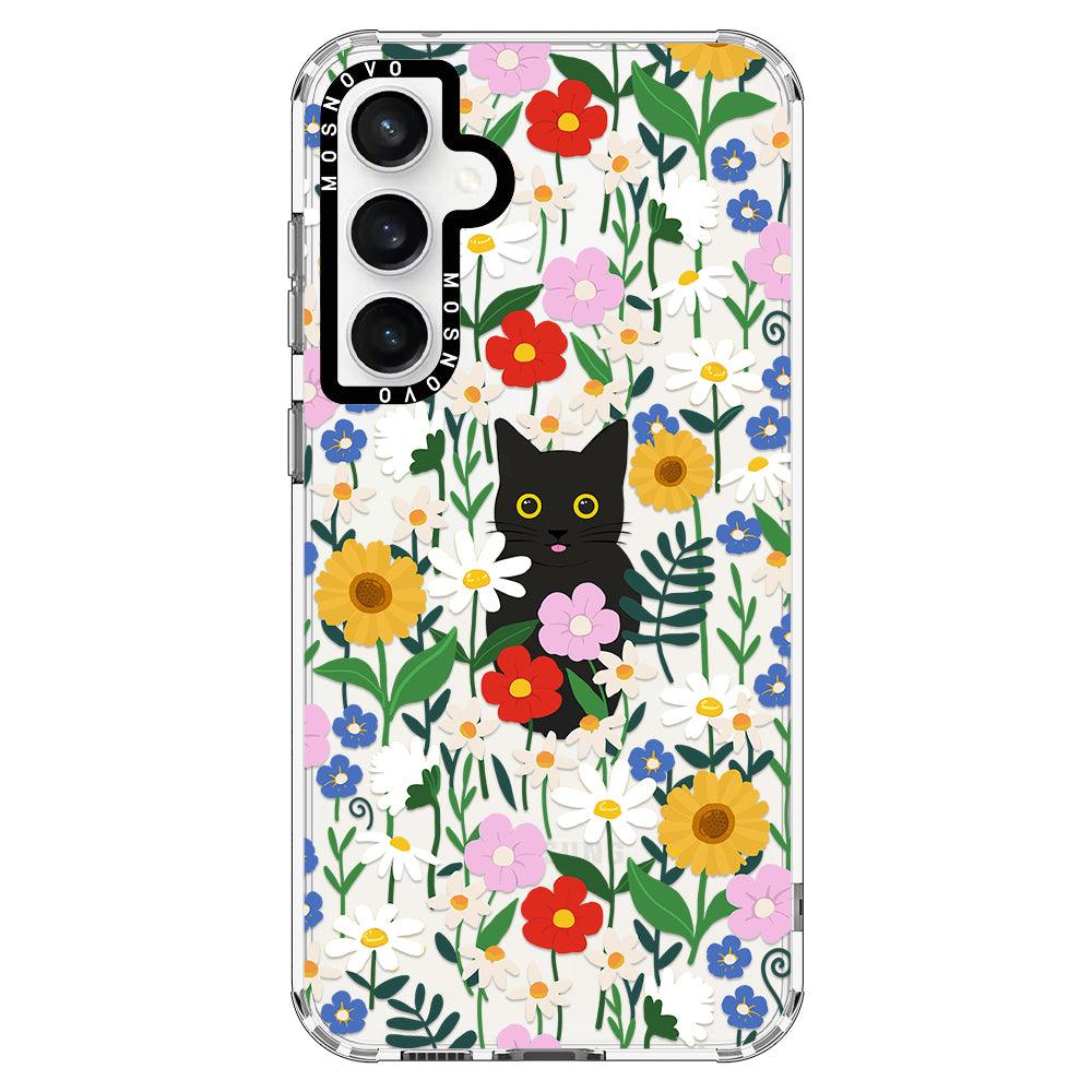 Black Cat in Garden Phone Case - Samsung Galaxy S23 FE Case