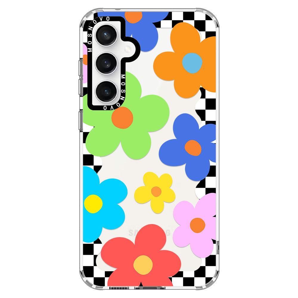 60's Checkered Floral Phone Case - Samsung Galaxy S23 FE Case