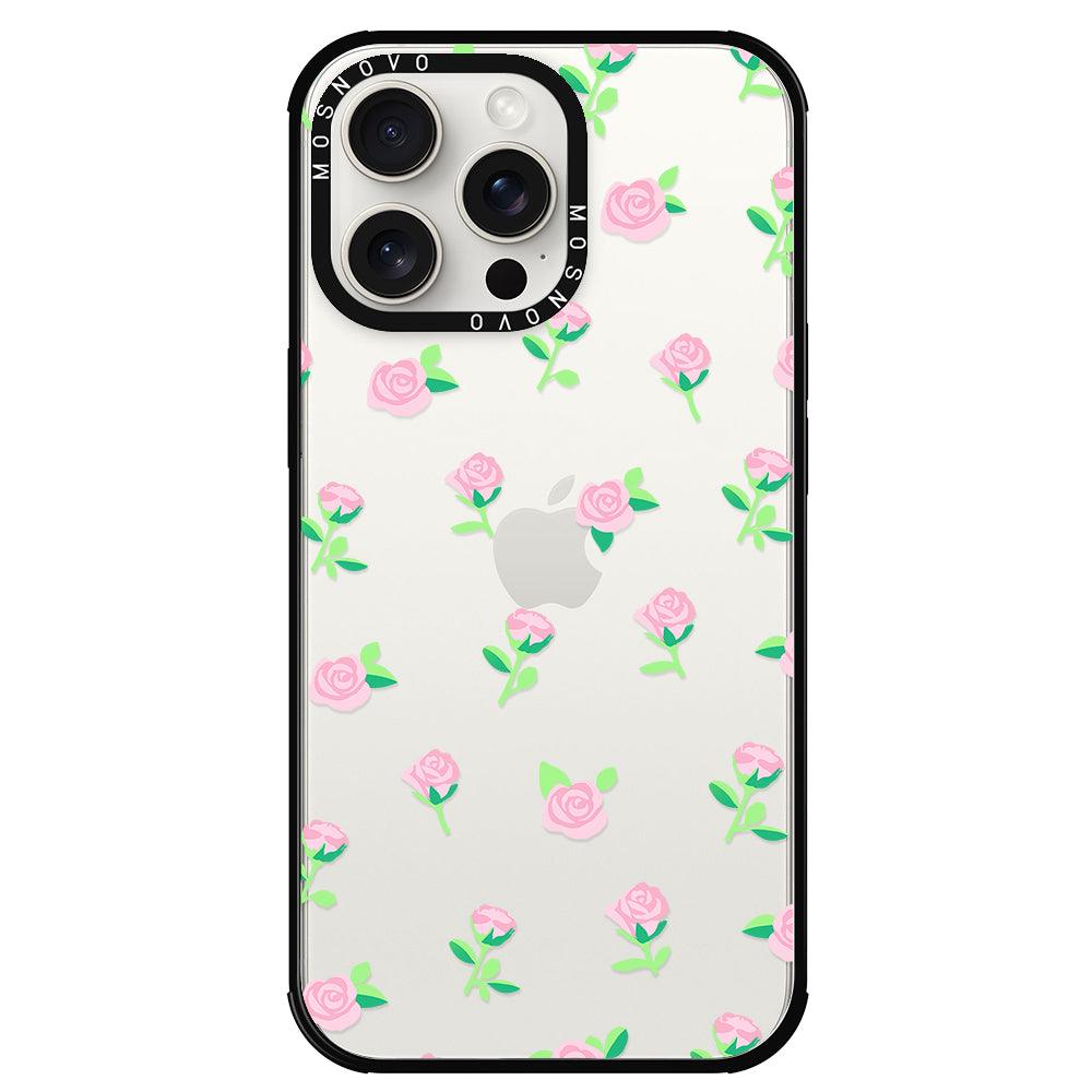 Pink Rose Floral Phone Case - iPhone 15 Pro Max Case - MOSNOVO