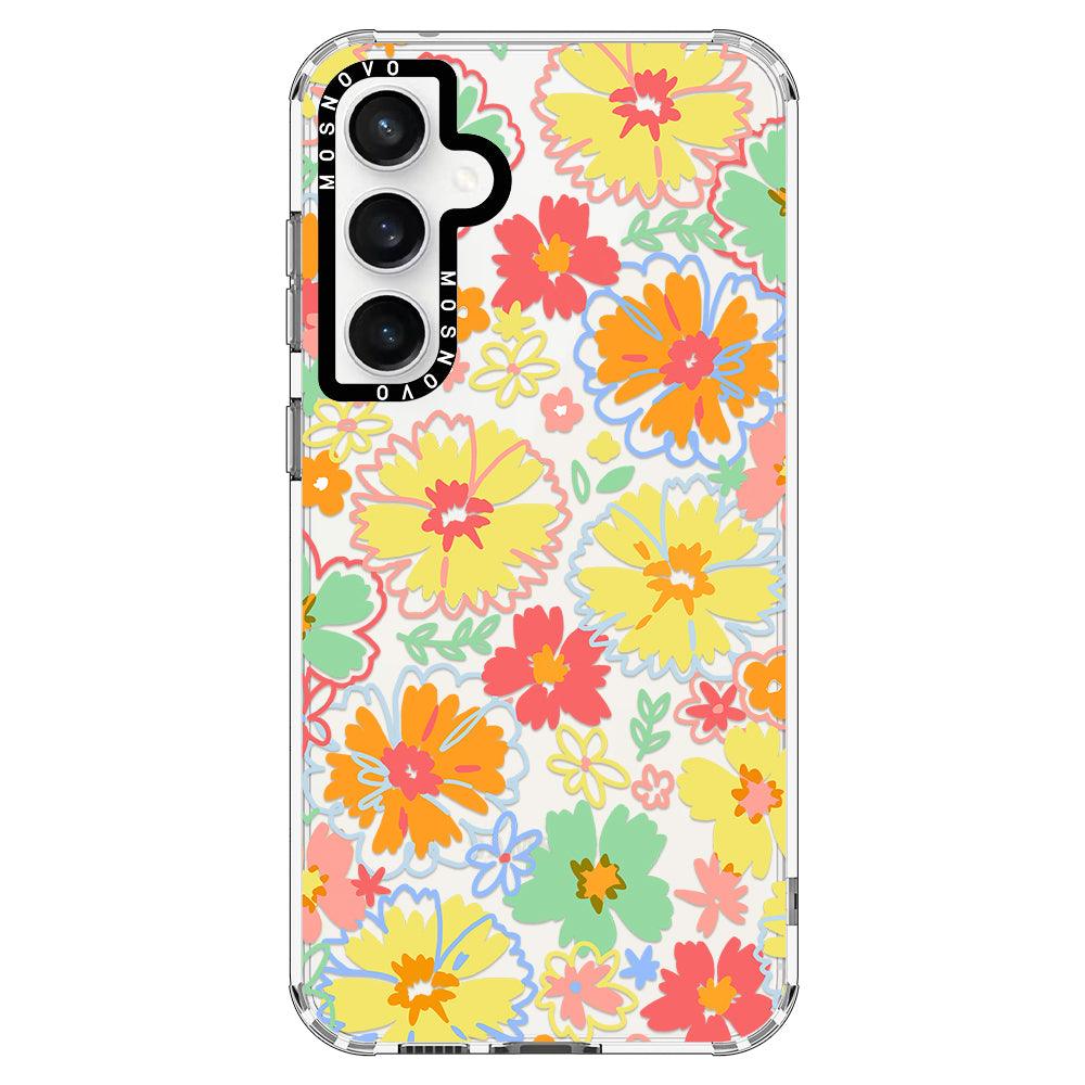 Retro Boho Hippie Flowers Phone Case - Samsung Galaxy S23 FE Case