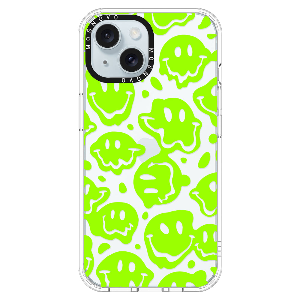 Distorted Green Smiles Face Phone Case - iPhone 15 Plus Case - MOSNOVO