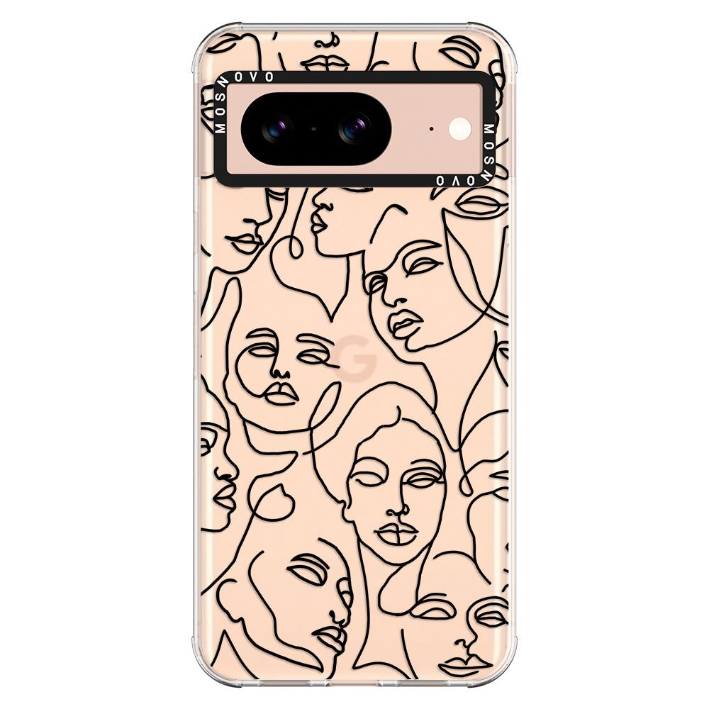 Abstract Face Line Art Phone Case - Google Pixel 8 Case - MOSNOVO