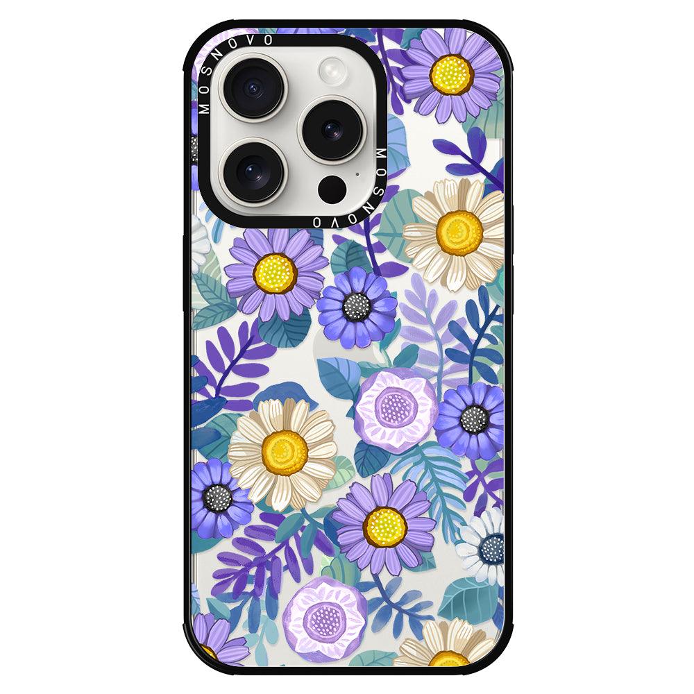 Purple Floral Phone Case - iPhone 15 Pro Case - MOSNOVO