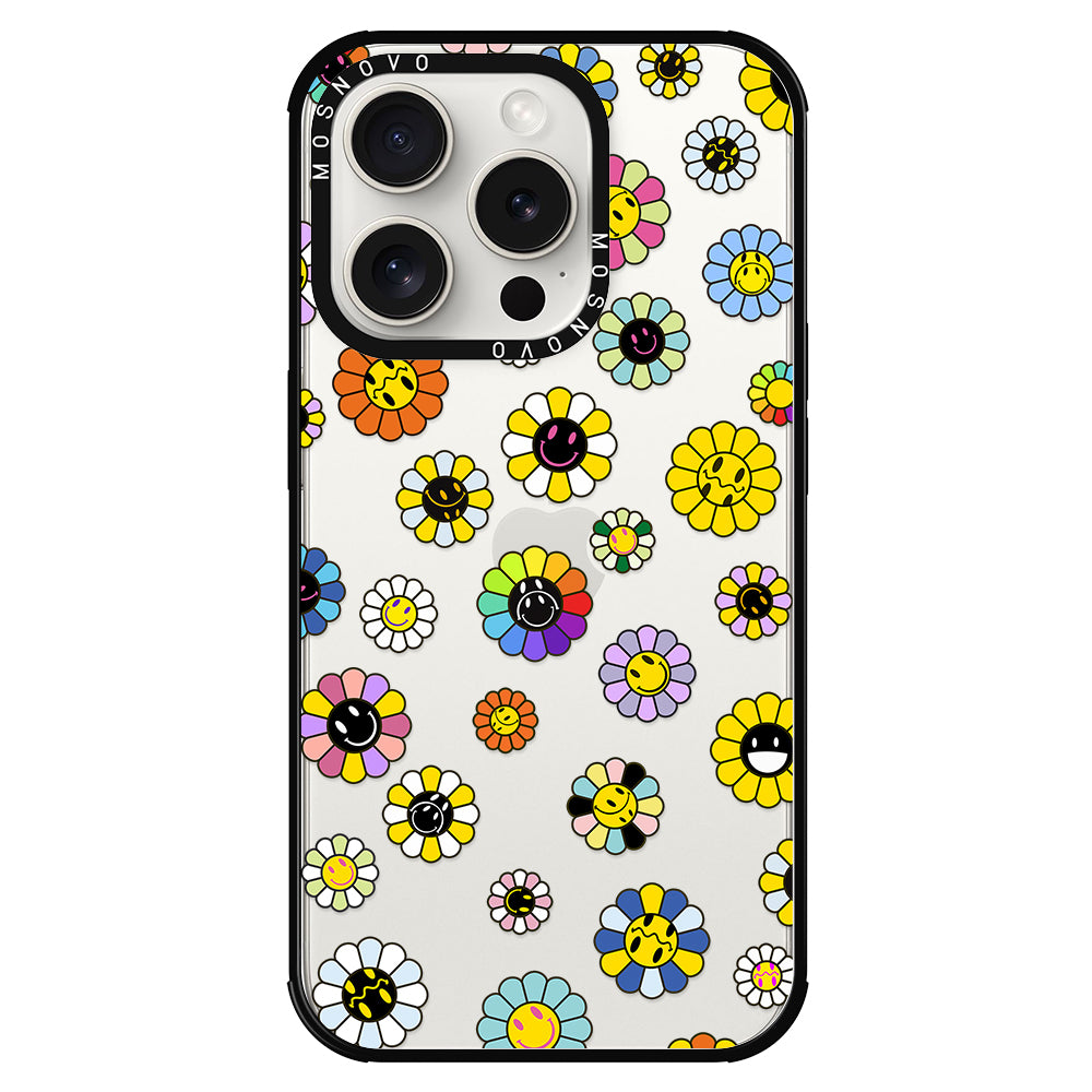 Flower Smiley Face Phone Case - iPhone 15 Pro Case - MOSNOVO