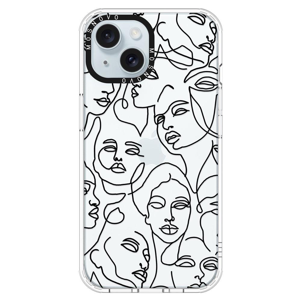 Abstract Face Line Art Phone Case - iPhone 15 Case – MOSNOVO