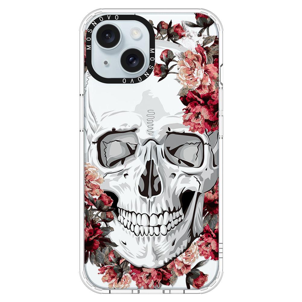 Red Flower Skull Phone Case - iPhone 15 Plus Case - MOSNOVO