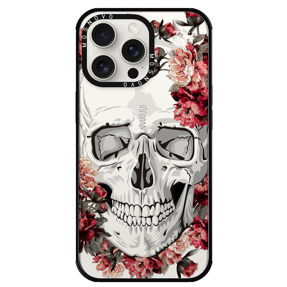 Red Flower Skull Phone Case - iPhone 15 Pro Max Case - MOSNOVO