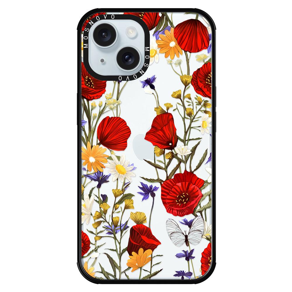 Poppy Floral Phone Case - iPhone 15 Plus Case - MOSNOVO