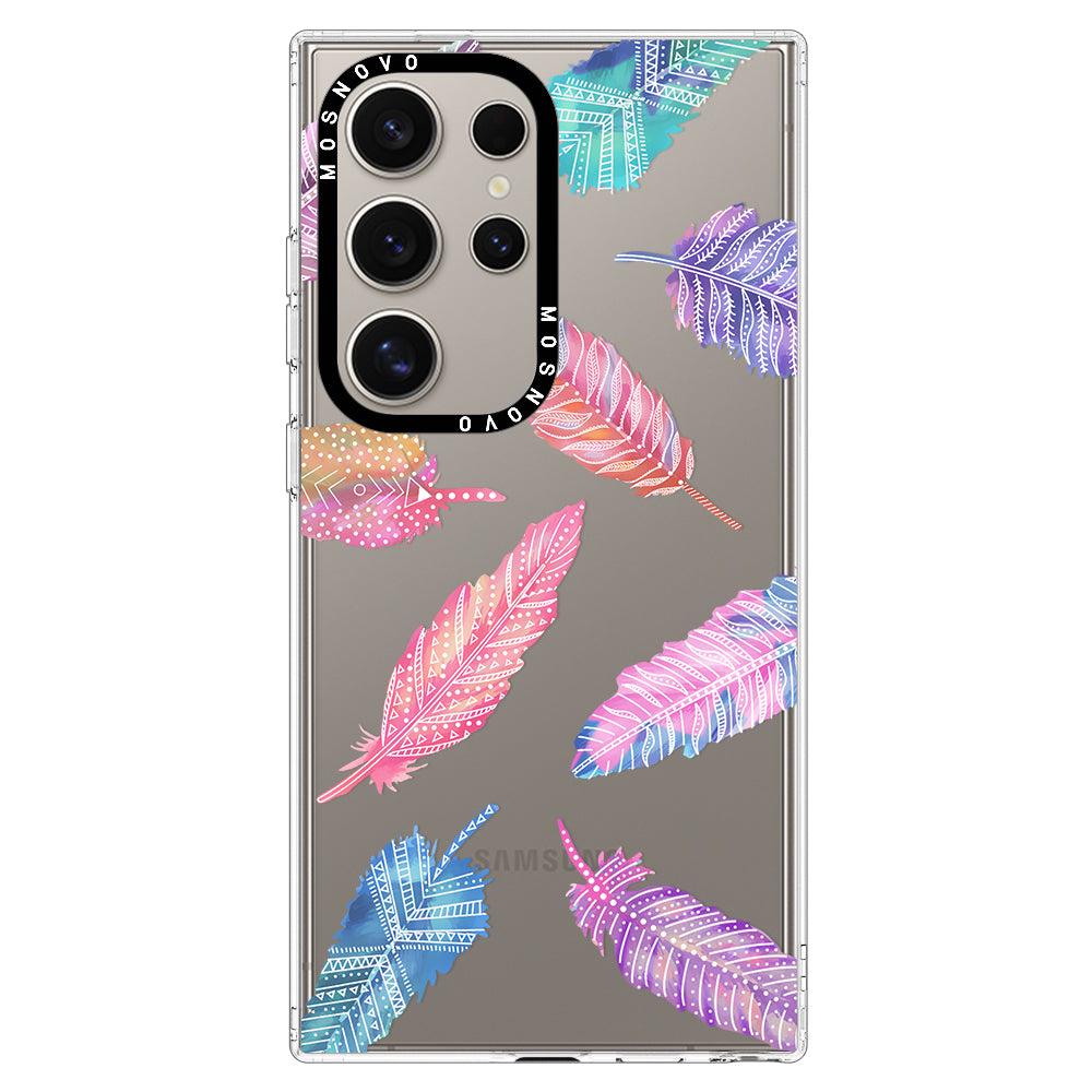 Boho Feather Phone Case - Samsung Galaxy S24 Ultra Case - MOSNOVO