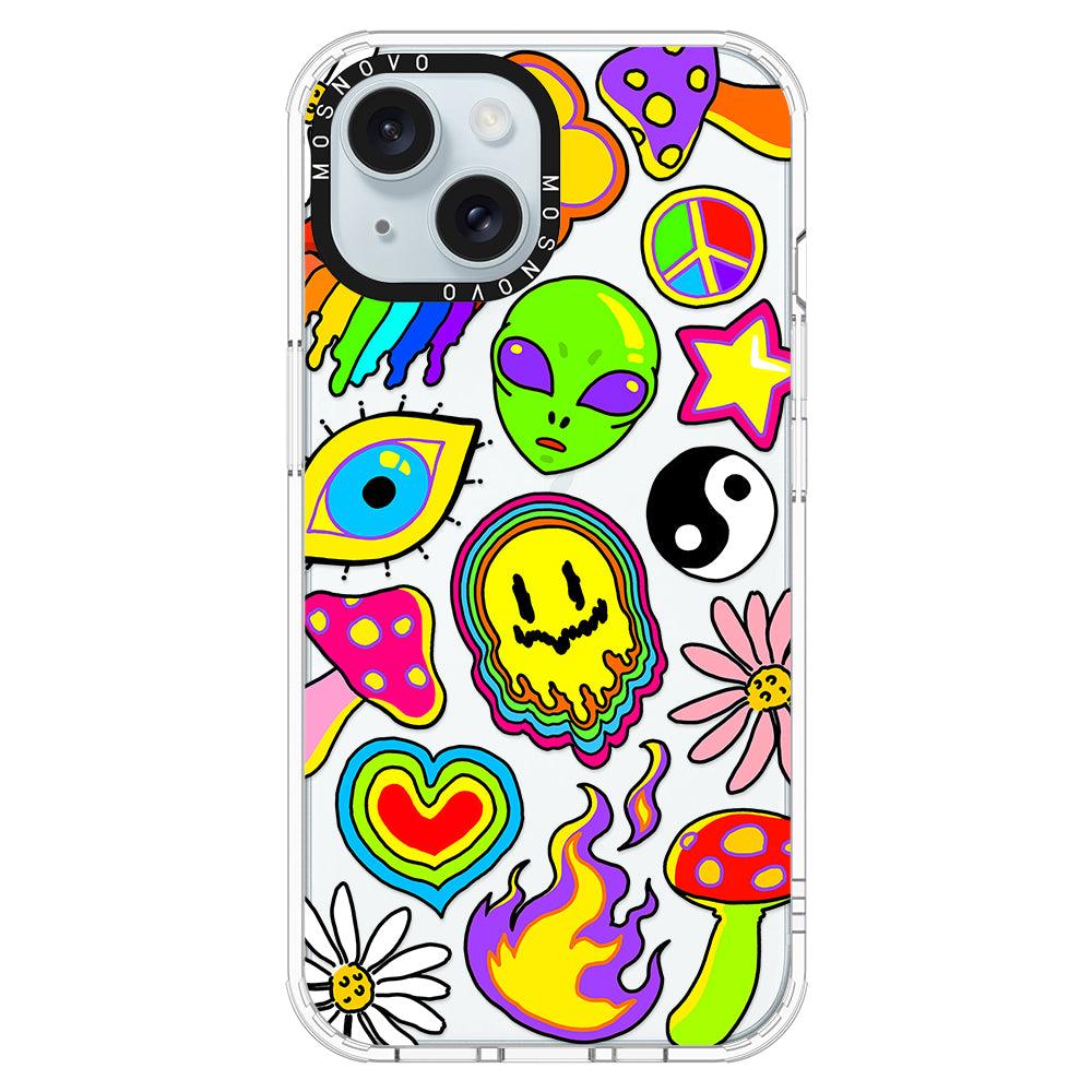 Hippie Rainbow Face Love Phone Case - iPhone 15 Case - MOSNOVO