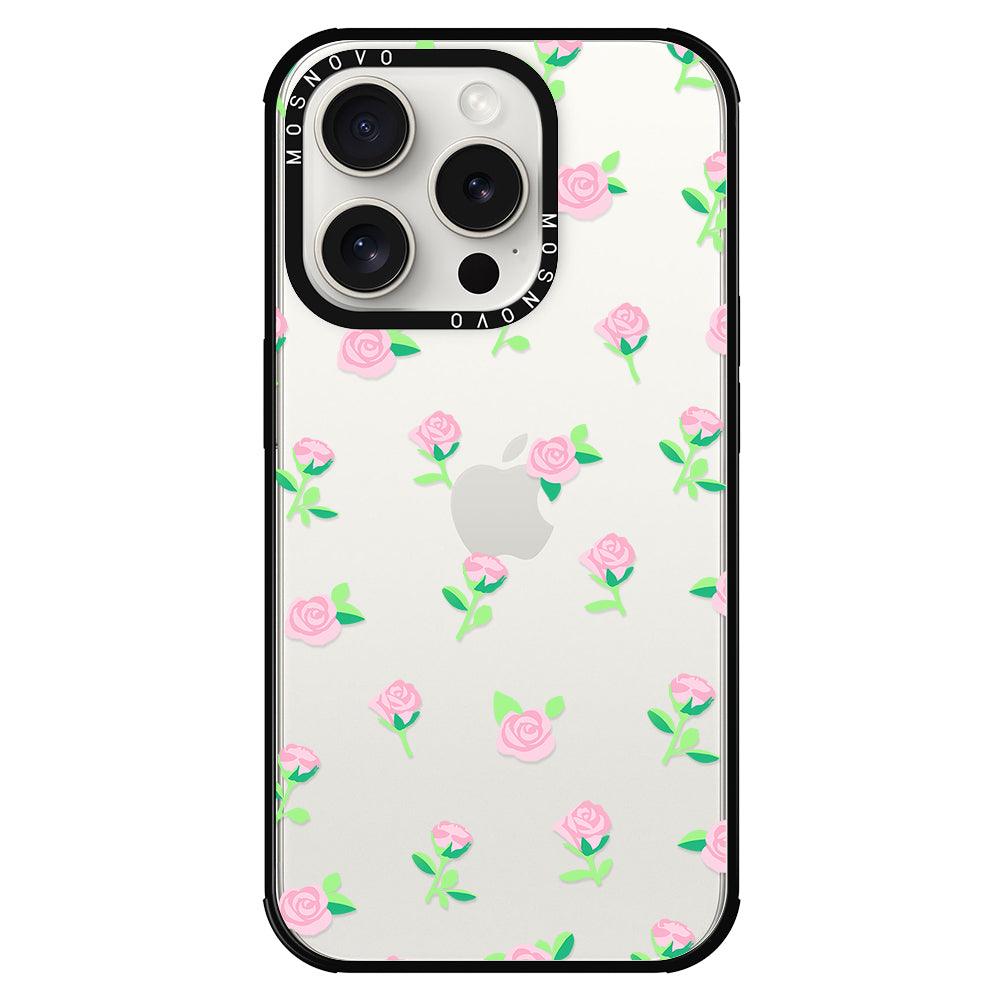 Pink Rose Floral Phone Case - iPhone 15 Pro Case - MOSNOVO