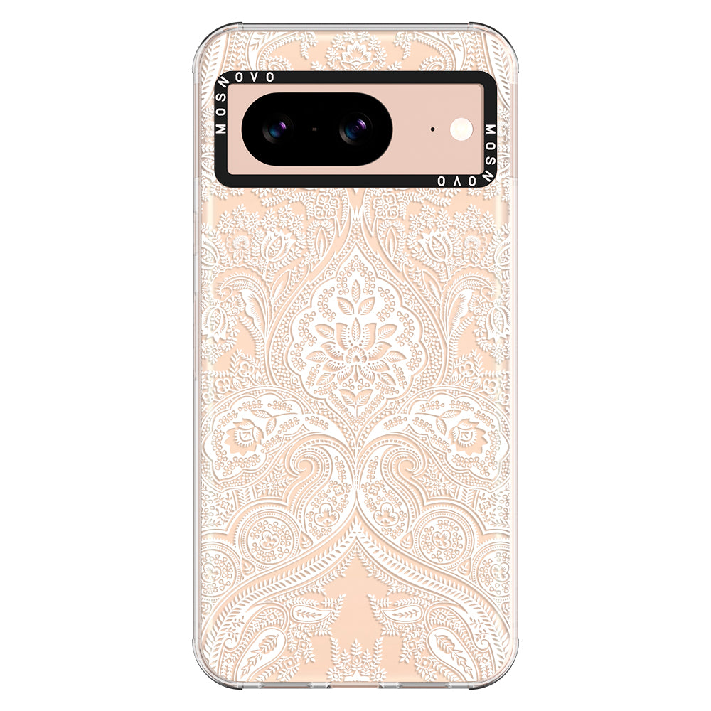 White Damask Phone Case - Google Pixel 8 Case - MOSNOVO