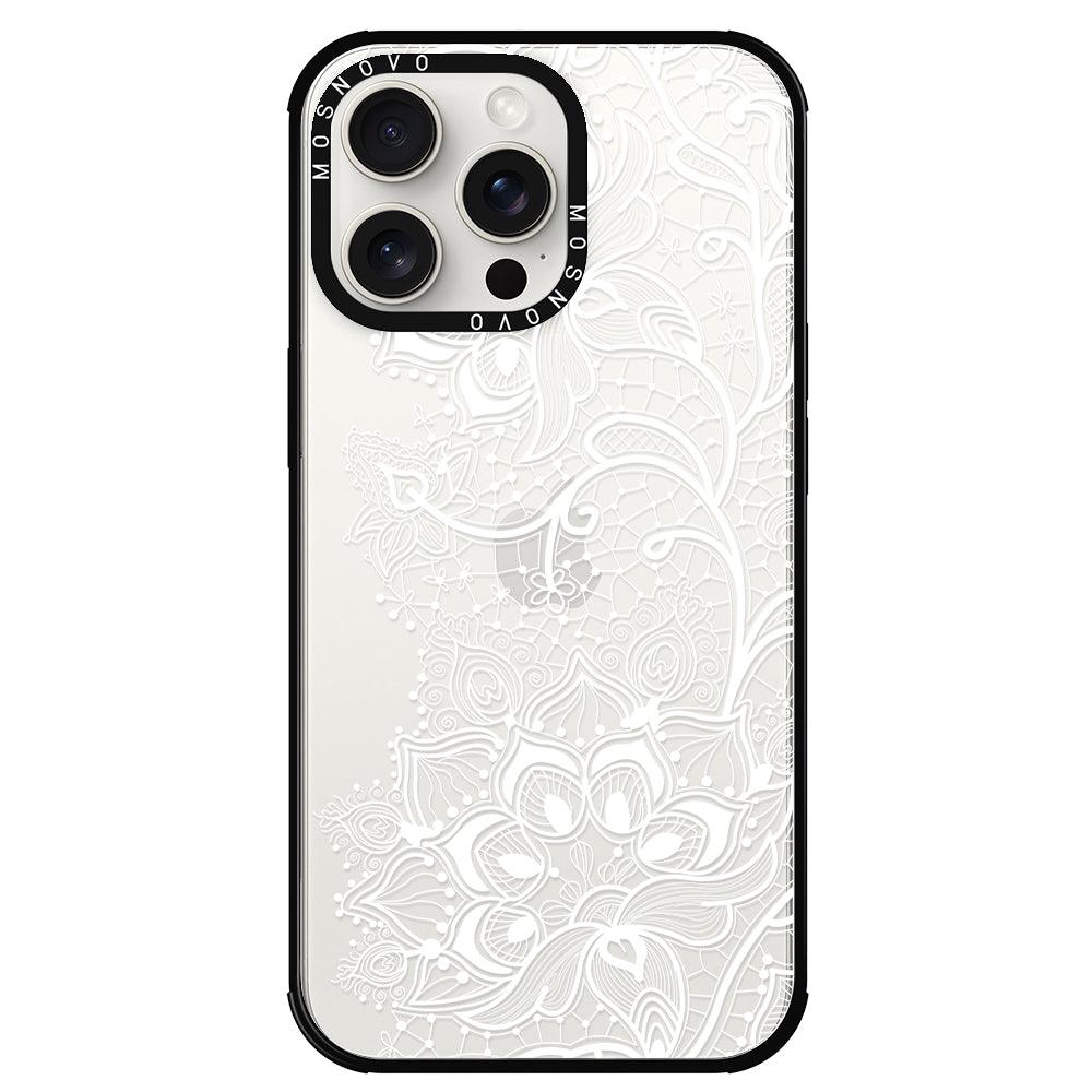 White Lotus Henna Phone Case - iPhone 15 Pro Max Case - MOSNOVO