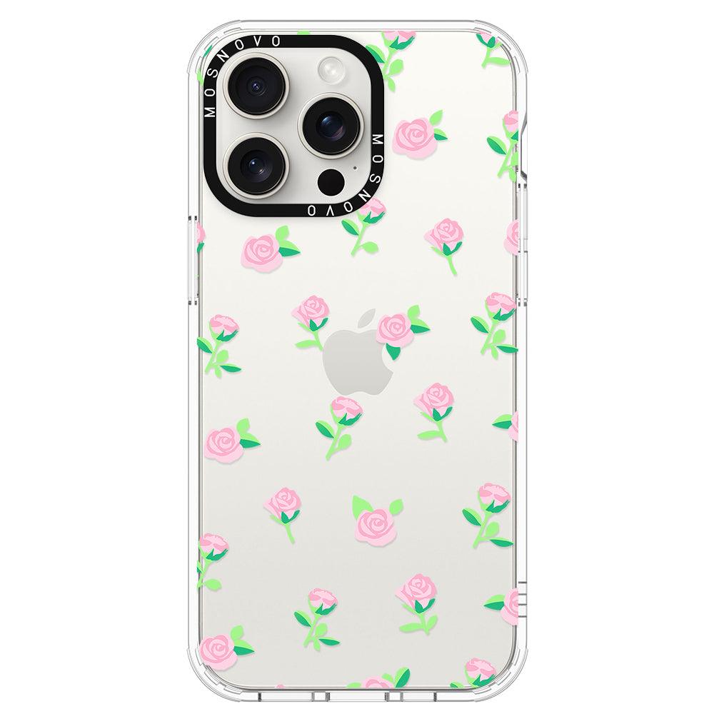 Pink Rose Floral Phone Case - iPhone 15 Pro Max Case - MOSNOVO