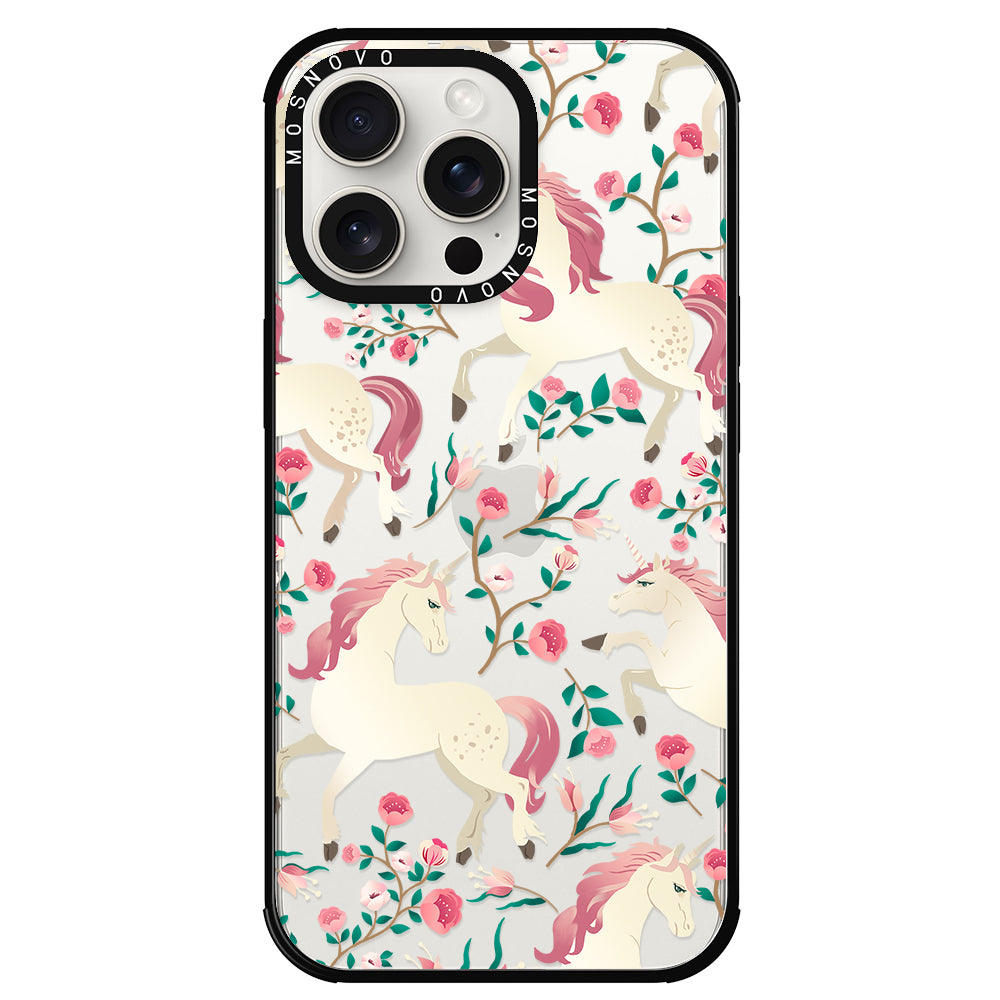 Unicorn with Floral Phone Case - iPhone 15 Pro Max Case - MOSNOVO