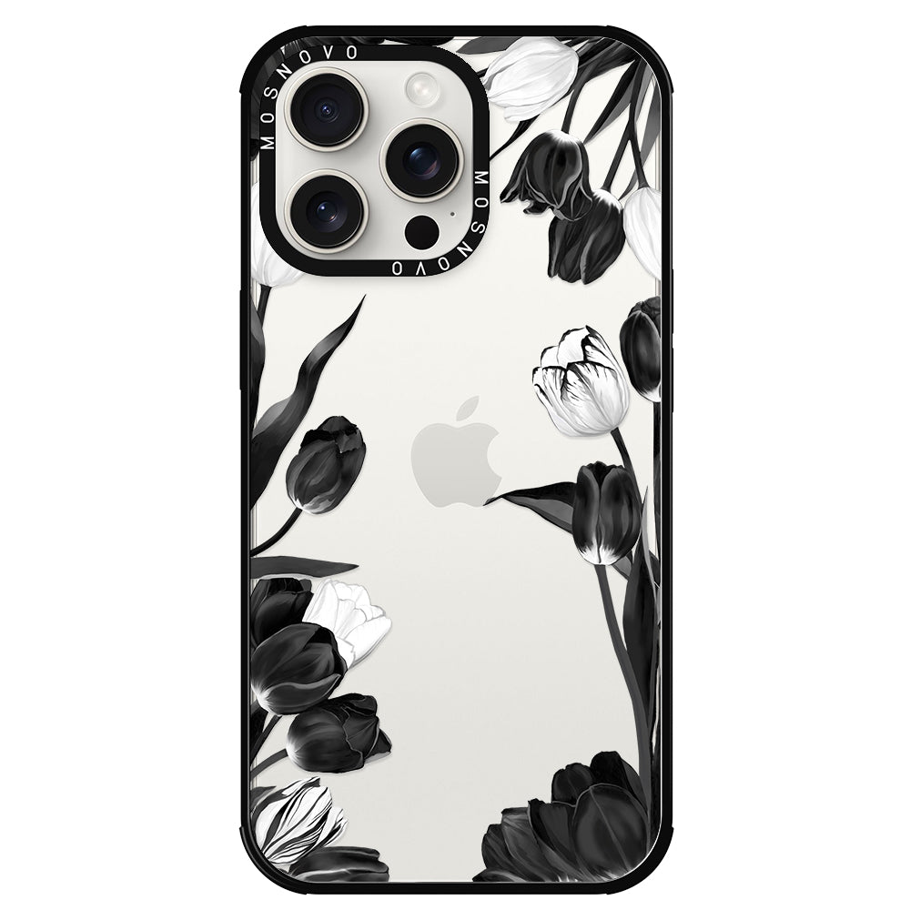 Black Tulips Phone Case - iPhone 15 Pro Max Case - MOSNOVO