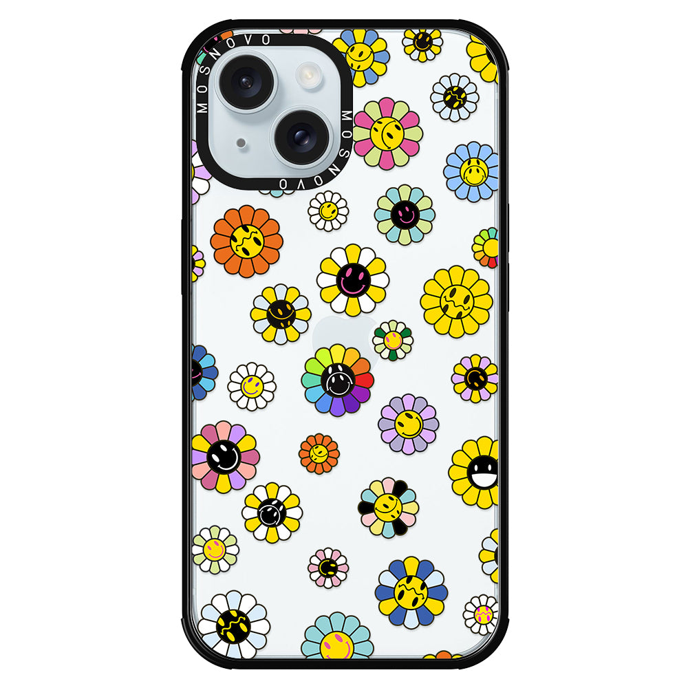 Flower Smiley Face Phone Case - iPhone 15 Case - MOSNOVO