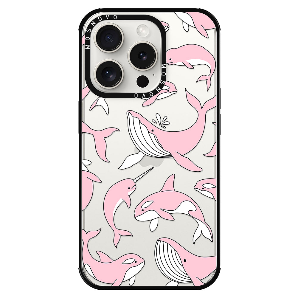 Pink Whales Phone Case - iPhone 15 Pro Case - MOSNOVO