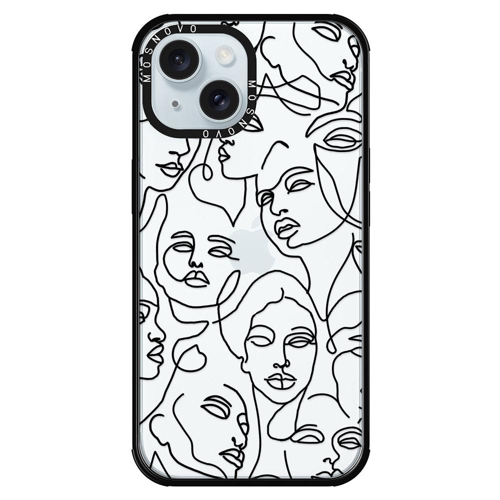 Abstract Face Line Art Phone Case - iPhone 15 Plus Case - MOSNOVO