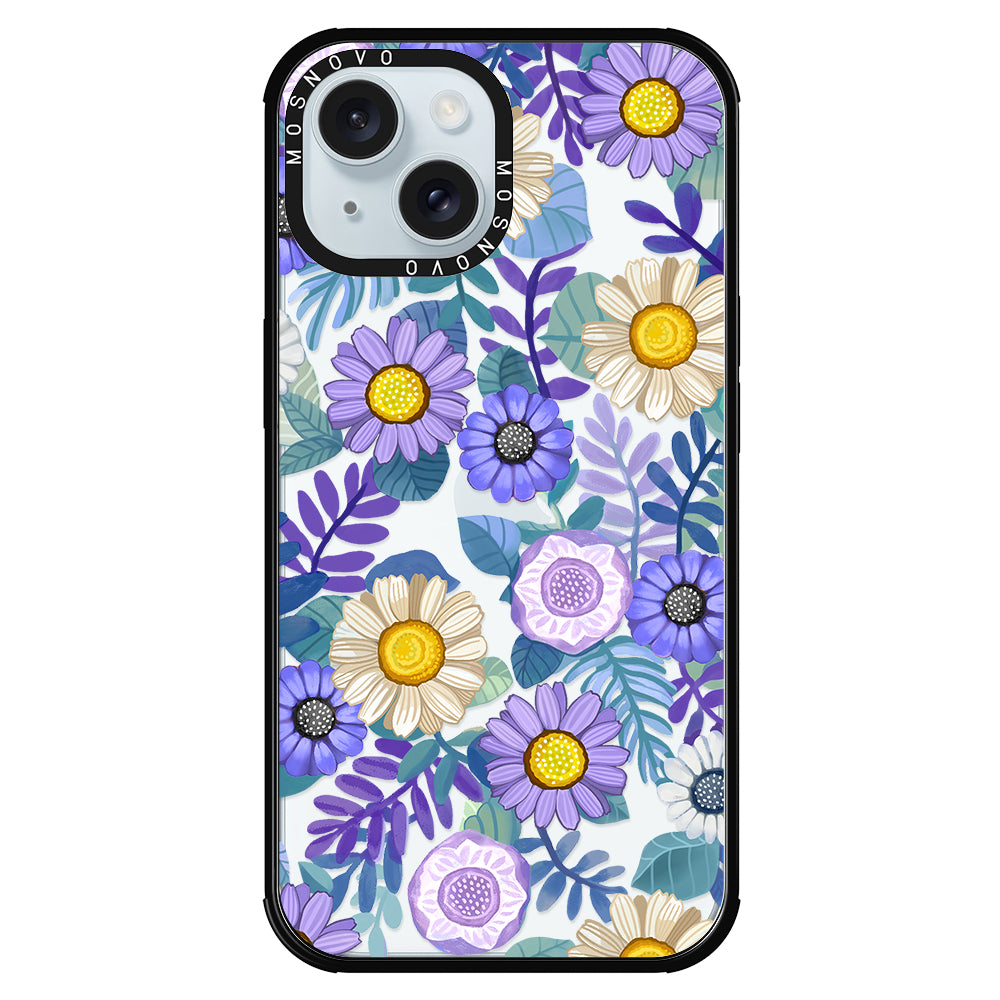 Purple Floral Phone Case - iPhone 15 Case - MOSNOVO