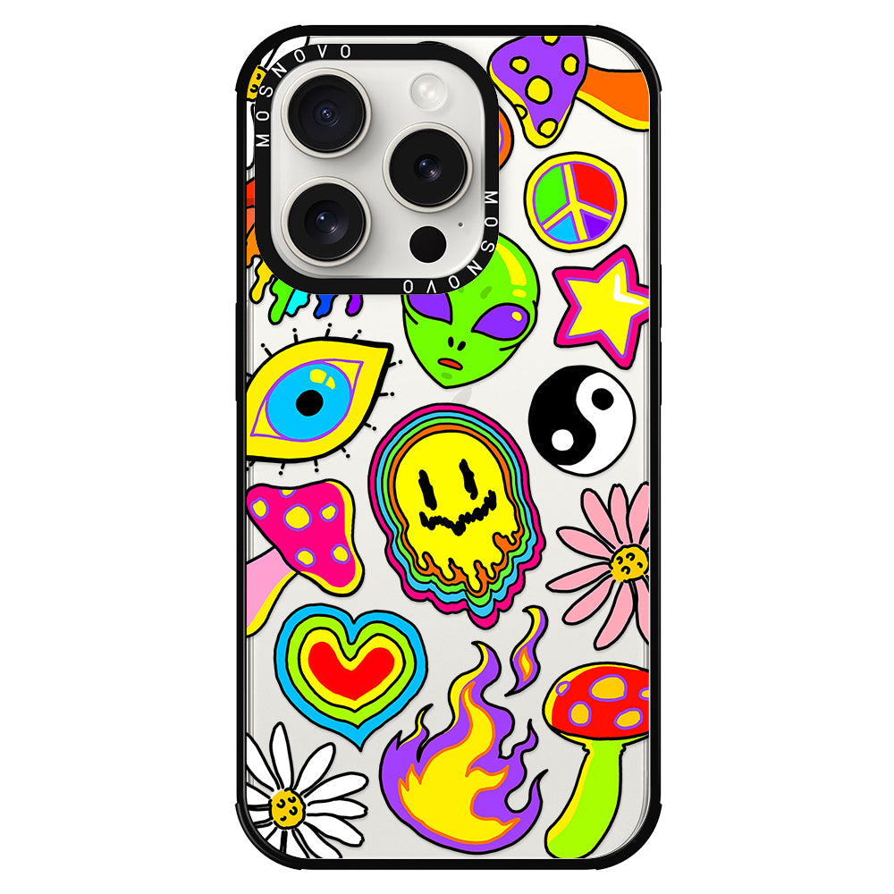 Hippie Rainbow Face Love Phone Case - iPhone 15 Pro Case - MOSNOVO