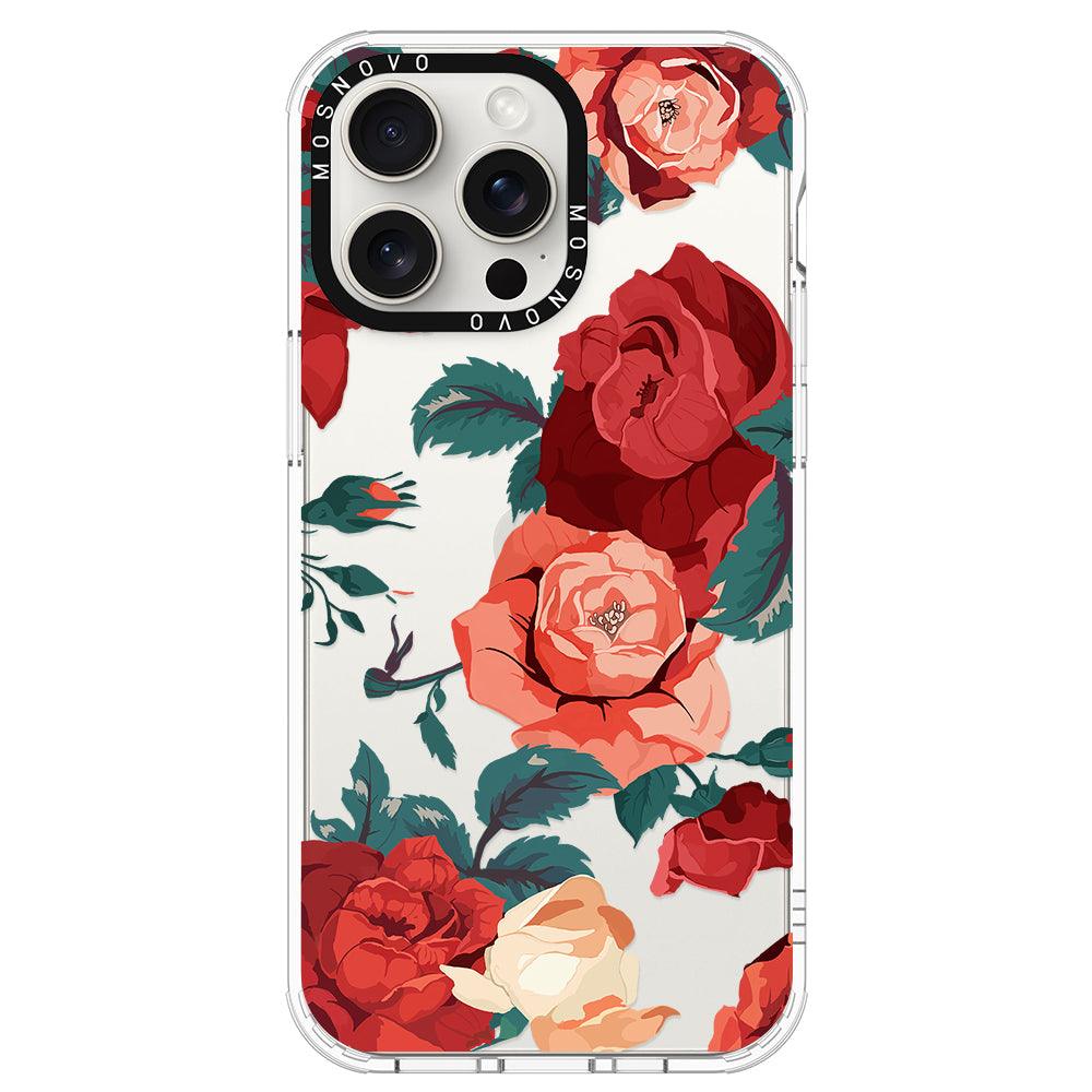 Vintage Red Rose Phone Case - iPhone 15 Pro Max Case - MOSNOVO