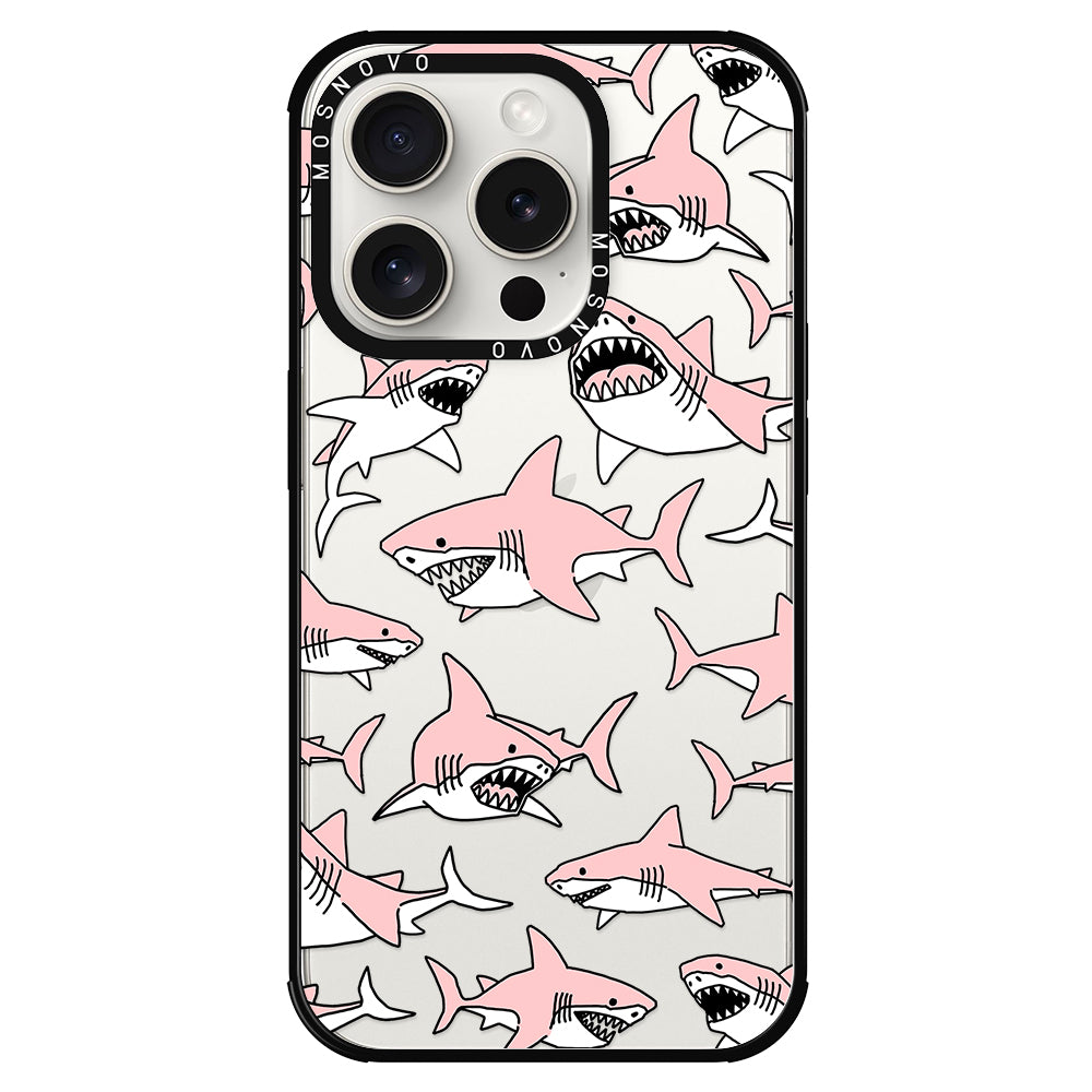 Pink Shark Phone Case - iPhone 15 Pro Case - MOSNOVO