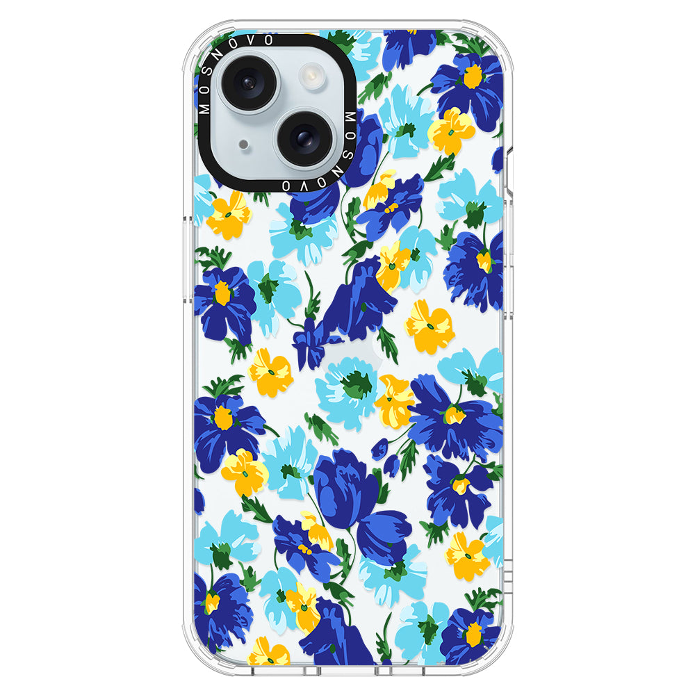 Vintage Blue Floral Phone Case - iPhone 15 Case - MOSNOVO