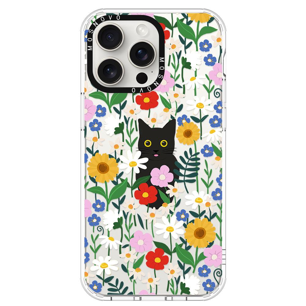 Black Cat in Garden Phone Case - iPhone 15 Pro Max Case - MOSNOVO