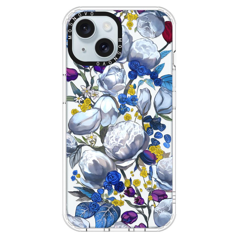 Purple Blue Floral Phone Case - iPhone 15 Case - MOSNOVO