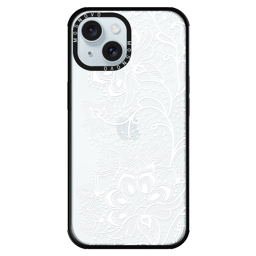 White Lotus Henna Phone Case - iPhone 15 Case - MOSNOVO