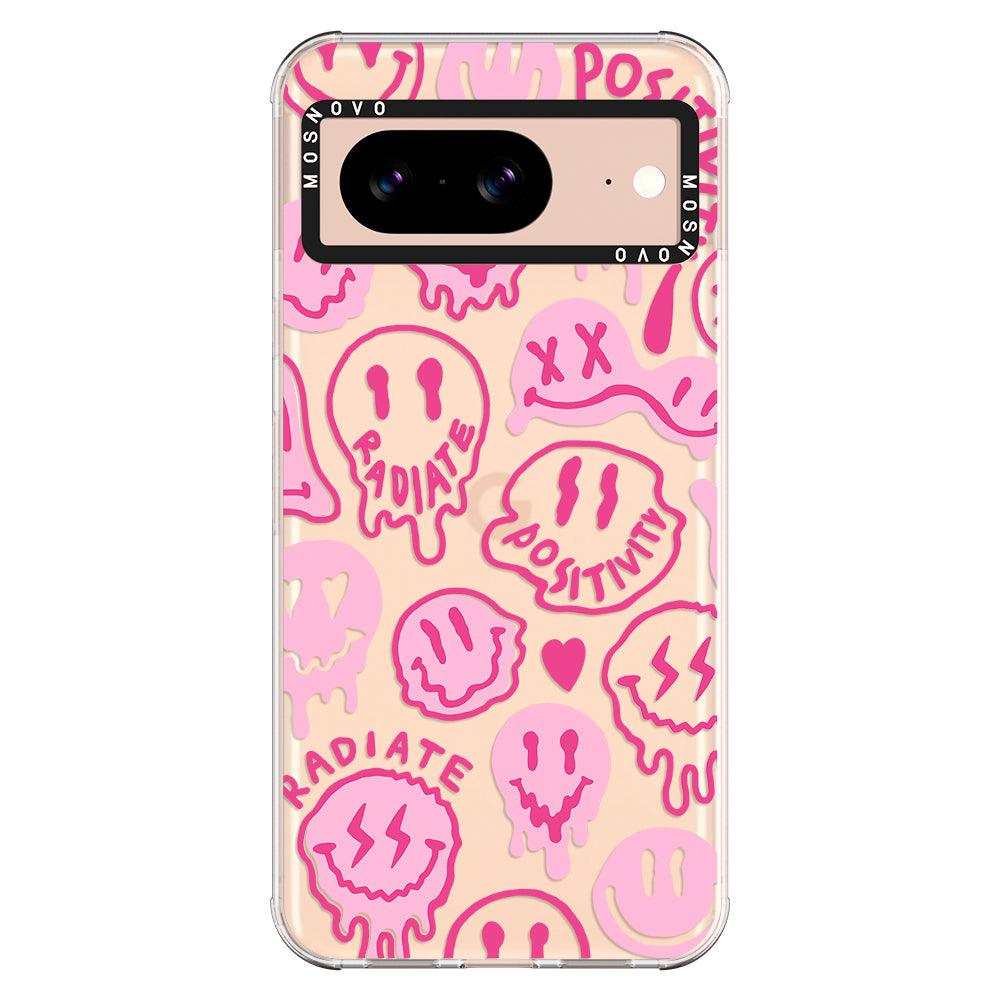 Pink Dripping Smiles Positivity Radiate Face Phone Case - Google Pixel 8 Case - MOSNOVO