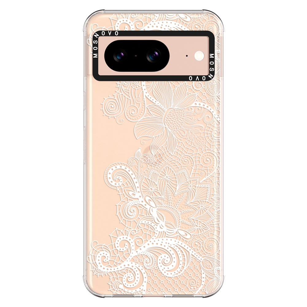 Lacy White Flower Phone Case - Google Pixel 8 Case - MOSNOVO