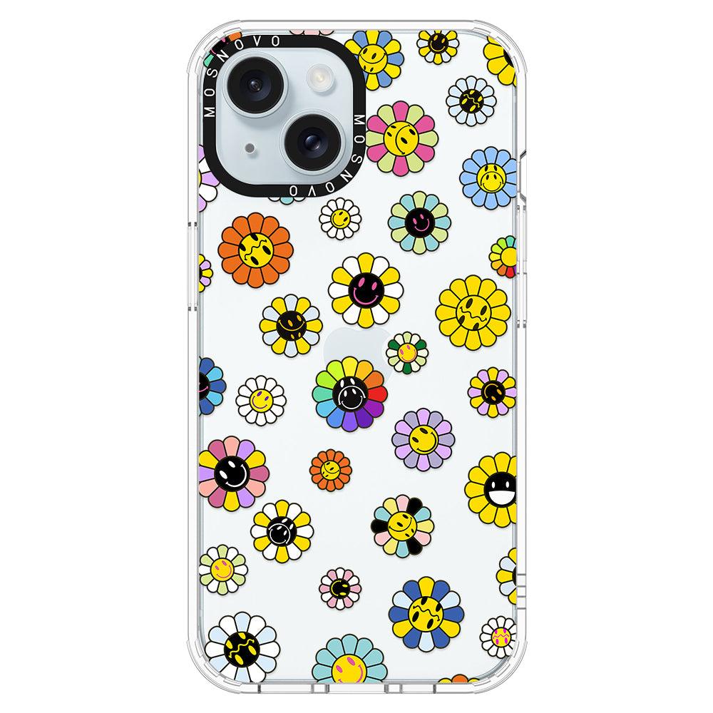 Flower Smiley Face Phone Case - iPhone 15 Plus Case - MOSNOVO