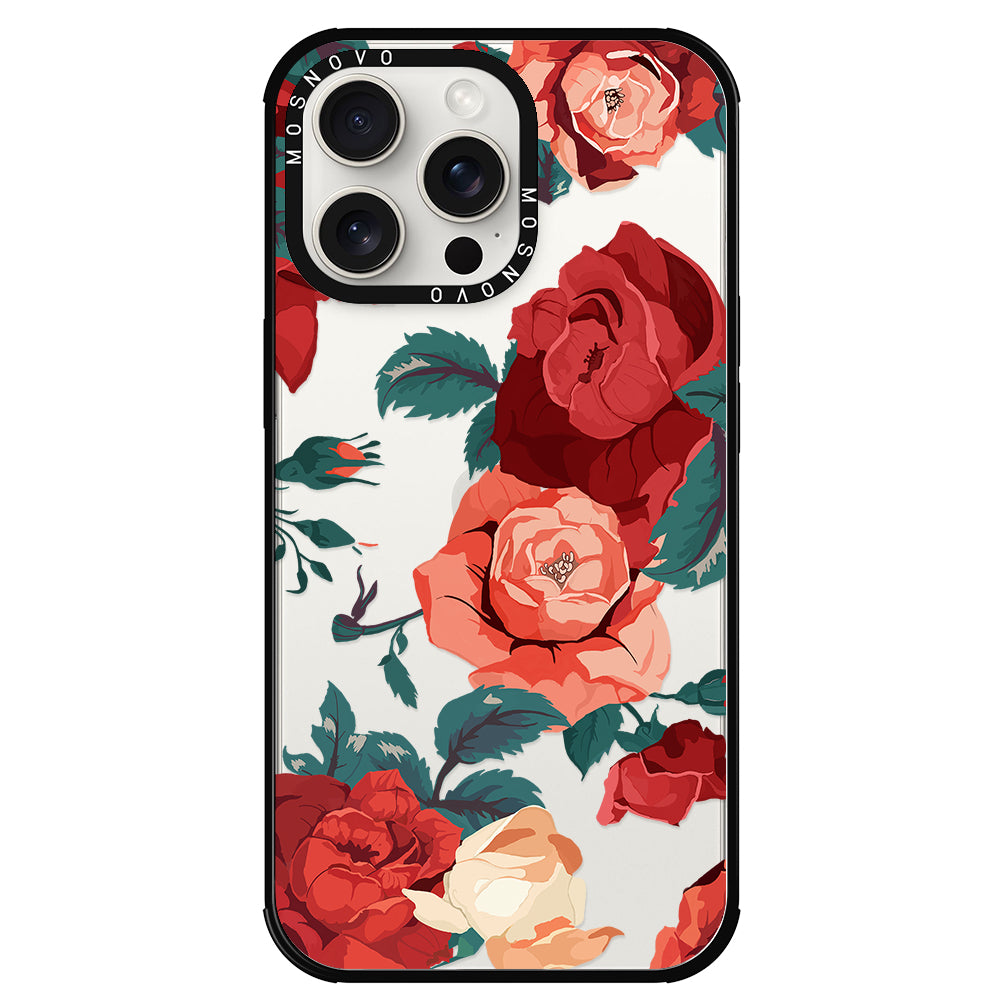 Vintage Red Rose Phone Case - iPhone 15 Pro Max Case - MOSNOVO