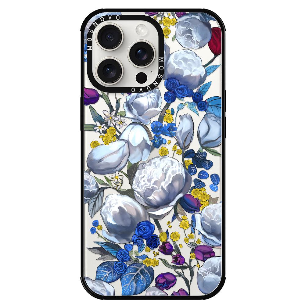 Purple Blue Floral Phone Case - iPhone 15 Pro Max Case - MOSNOVO