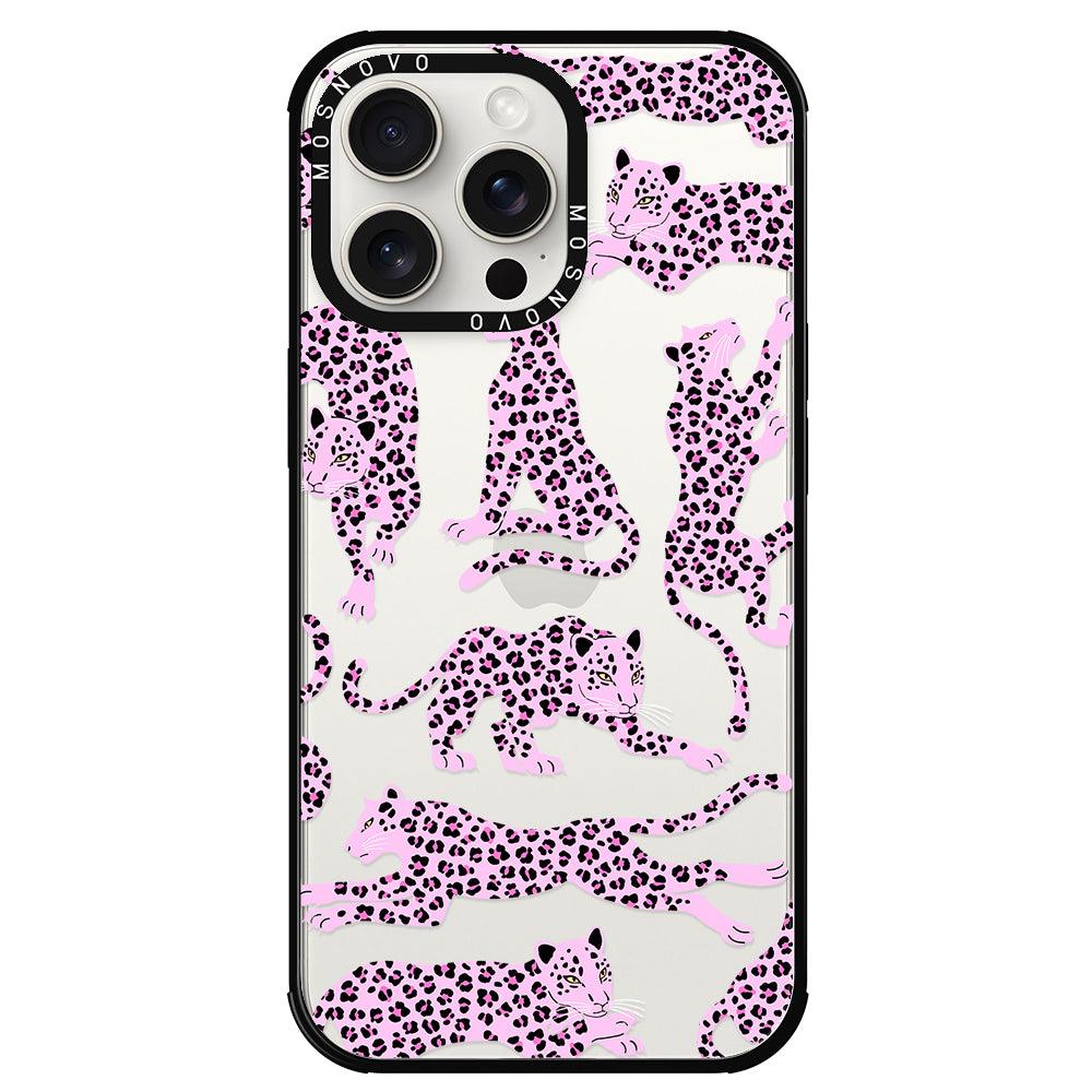 Pink Leopard Phone Case - iPhone 15 Pro Max Case - MOSNOVO