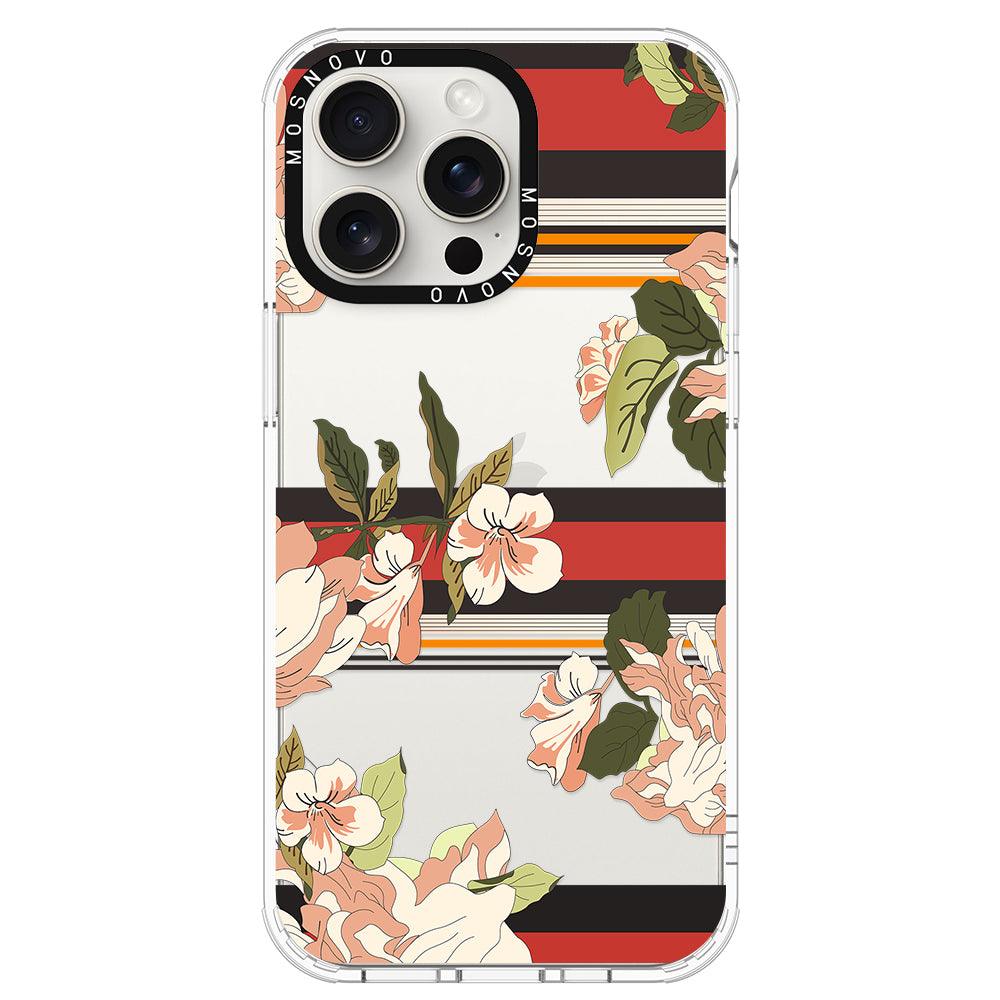 Classic Stripe Floral Phone Case - iPhone 15 Pro Max Case - MOSNOVO