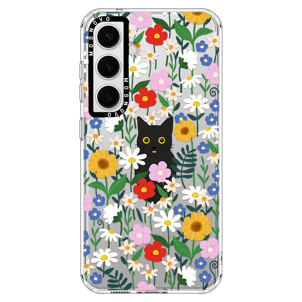 Black Cat in Garden Phone Case - Samsung Galaxy S24 Plus Case - MOSNOVO