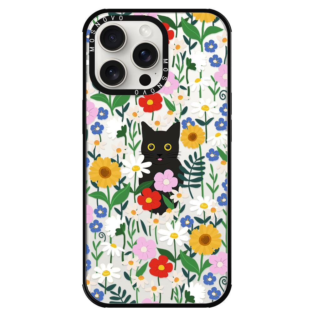 Black Cat in Garden Phone Case - iPhone 15 Pro Max Case - MOSNOVO