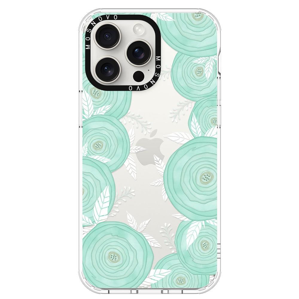 Mint Flower Phone Case - iPhone 15 Pro Max Case - MOSNOVO