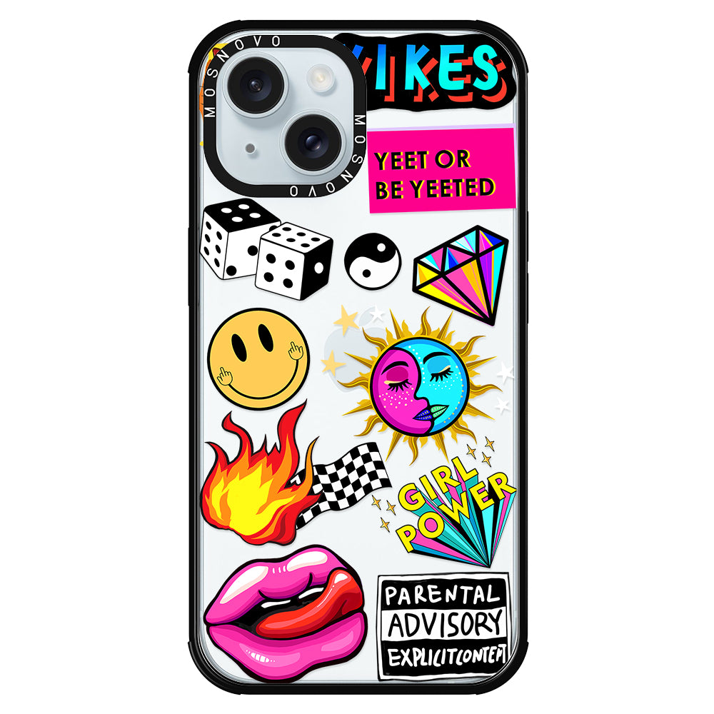 Funky Stickers Phone Case - iPhone 15 Case - MOSNOVO