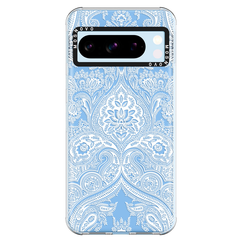 White Damask Phone Case - Google Pixel 8 Pro Case - MOSNOVO