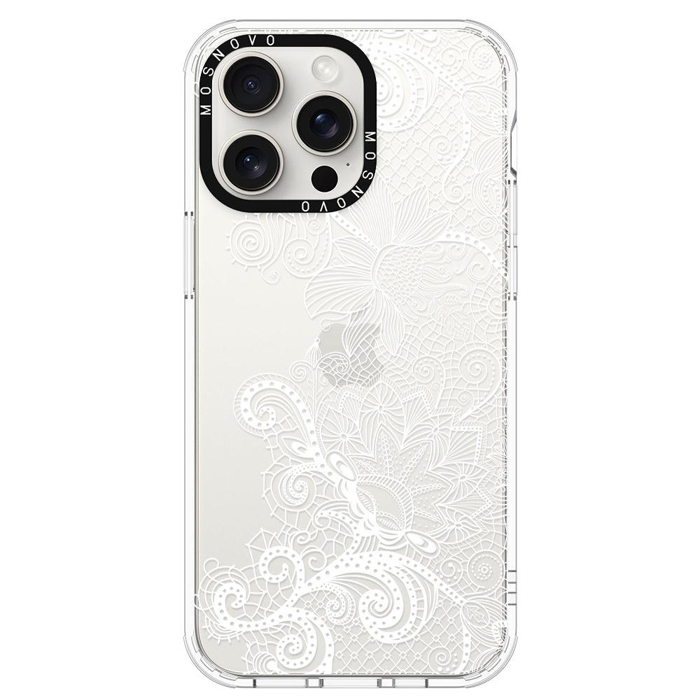 Lacy White Flower Phone Case - iPhone 15 Pro Max Case - MOSNOVO