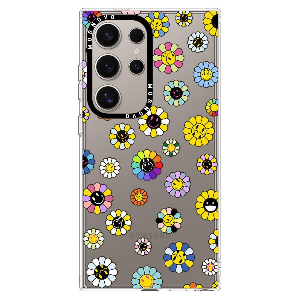 Flower Smiley Face Phone Case - Samsung Galaxy S24 Ultra Case - MOSNOVO