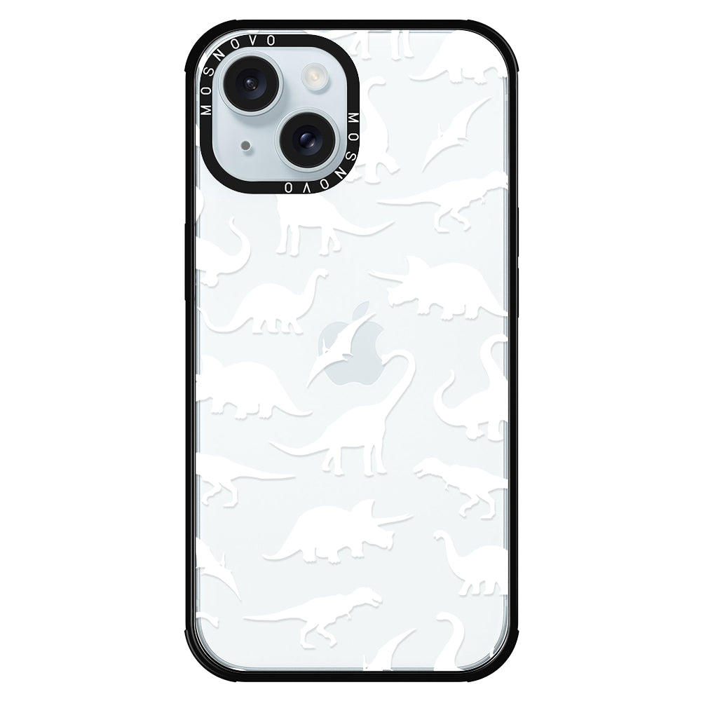 White Dinosaur Phone Case - iPhone 15 Plus Case - MOSNOVO