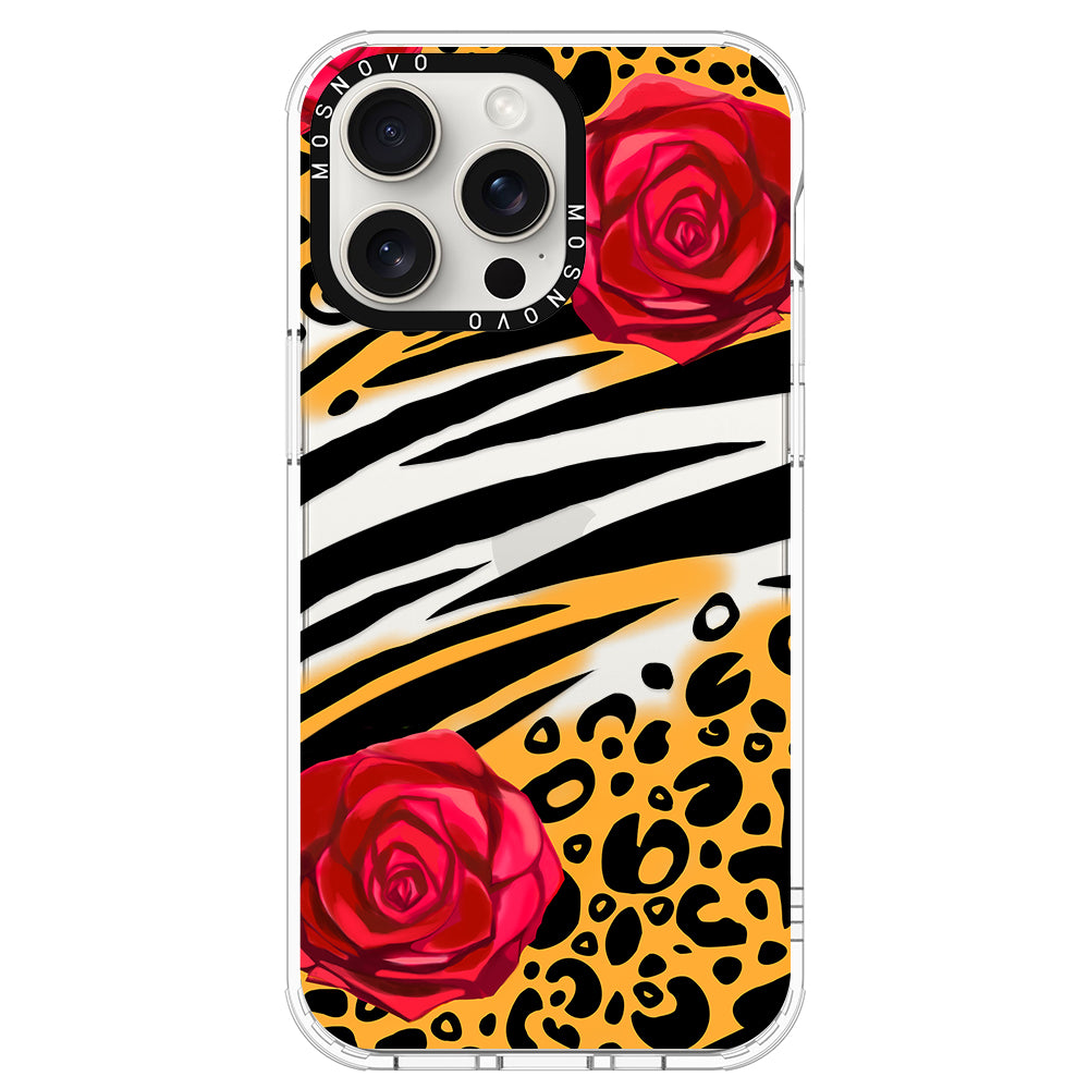 Wild Floral Leopard Phone Case - iPhone 15 Pro Max Case - MOSNOVO