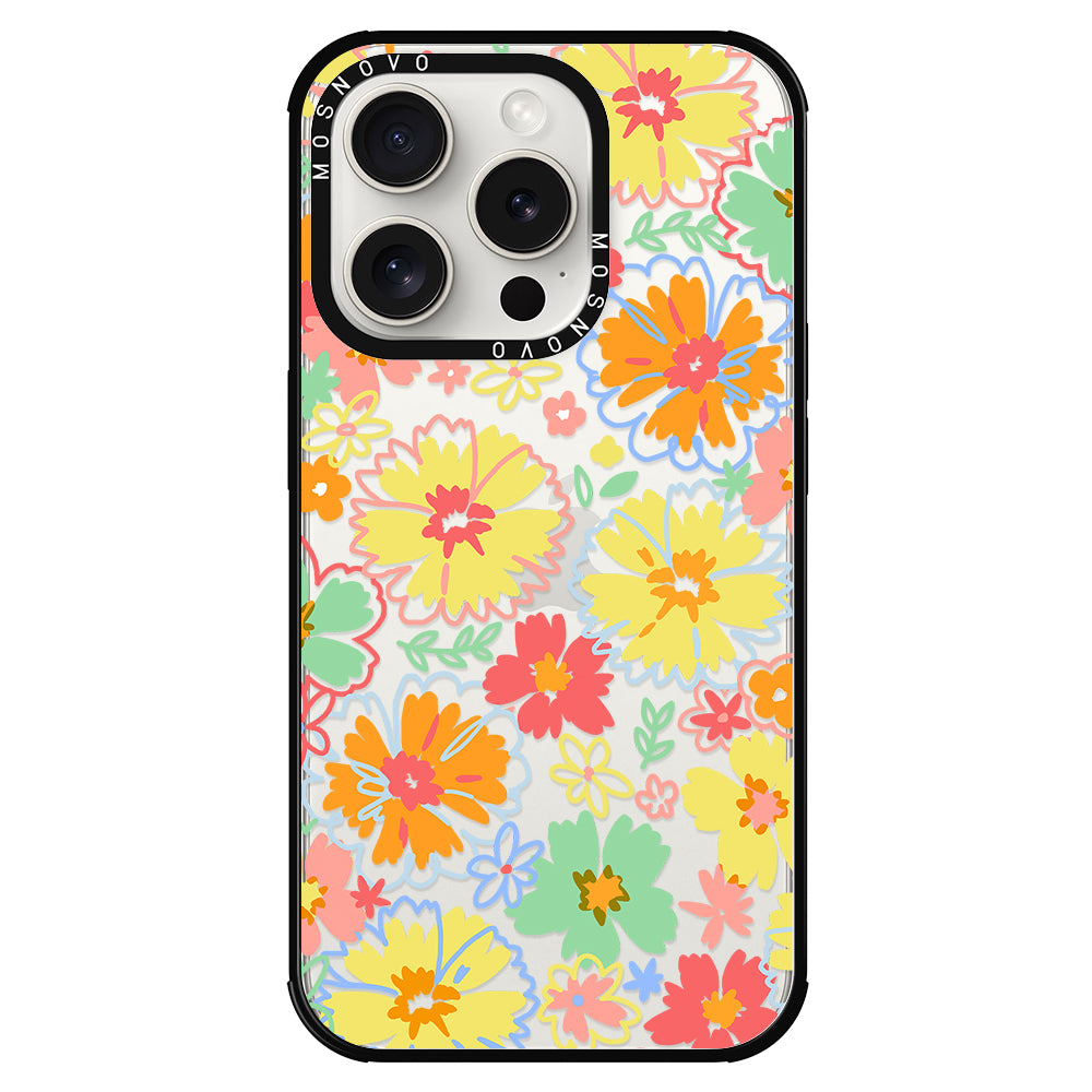 Retro Boho Hippie Flowers Phone Case - iPhone 15 Pro Case - MOSNOVO