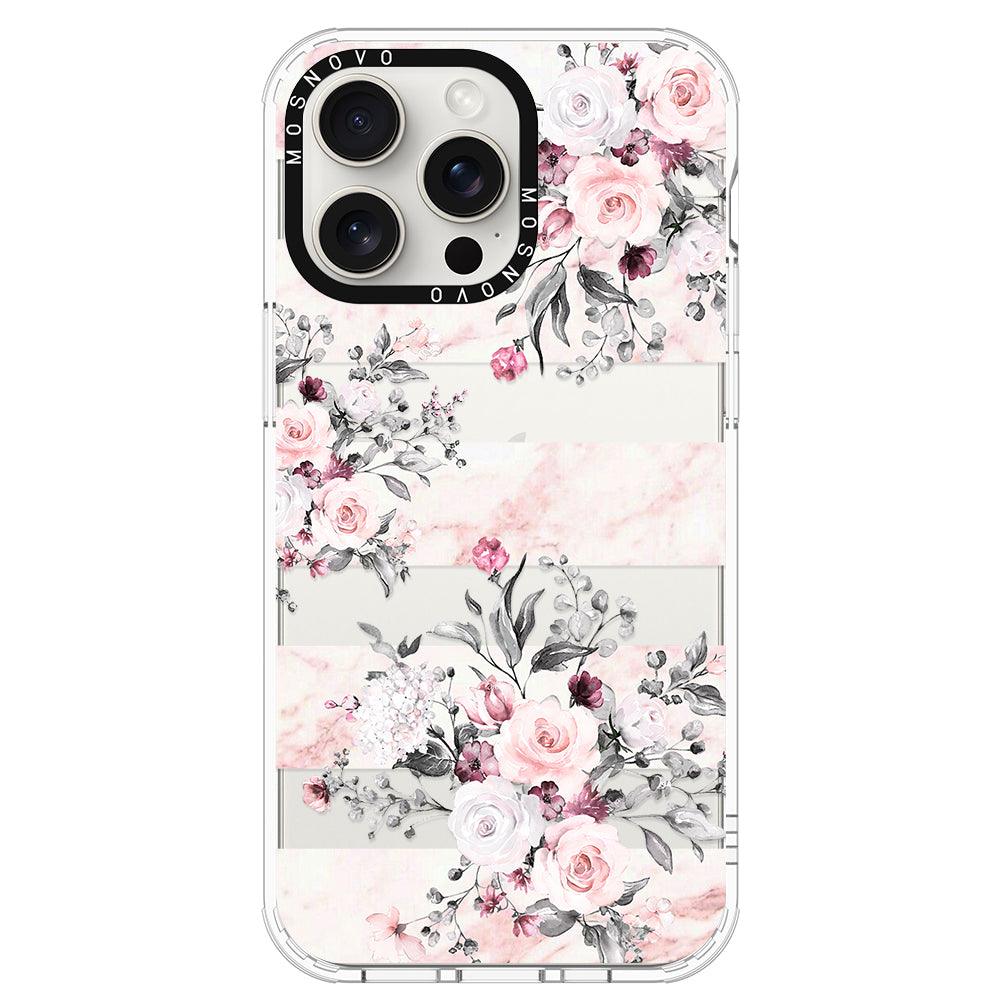 Pink Marble Flowers Phone Case - iPhone 15 Pro Max Case - MOSNOVO